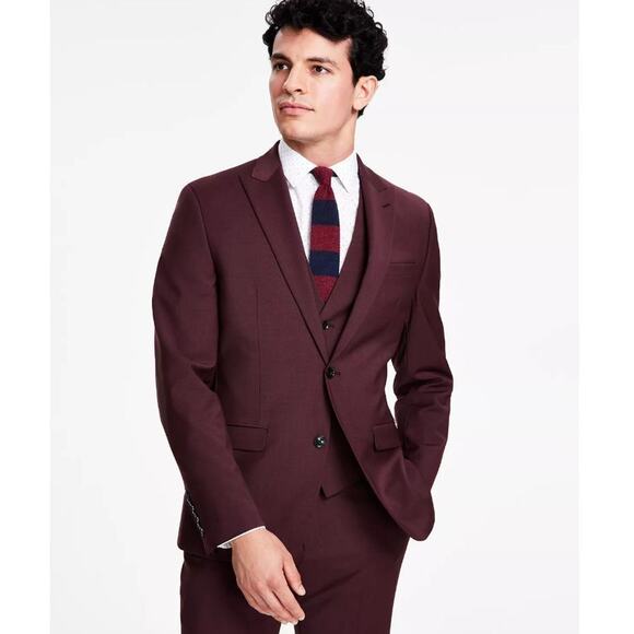 Bar Iii Men's Slim-Fit Suit Jacket, Size 40S Burgundy C-39